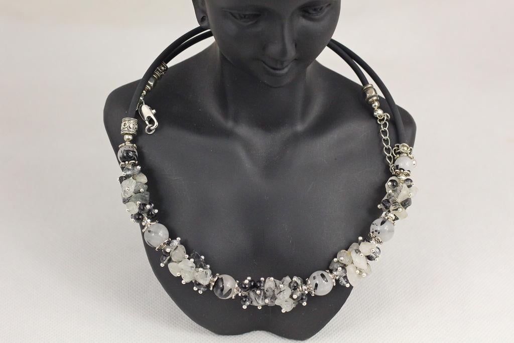 Чокер з рутилового кварцу Стріли Амура 55 см Сріблястий (31320272)