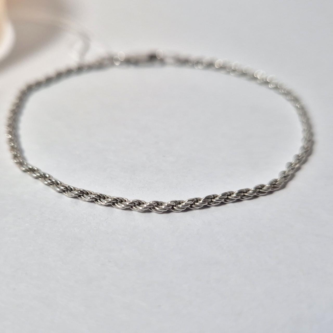 Браслет серебряный женский Жгут без камней серебро 925 пробы родированное 2,40 г 18 см (802р3/18)