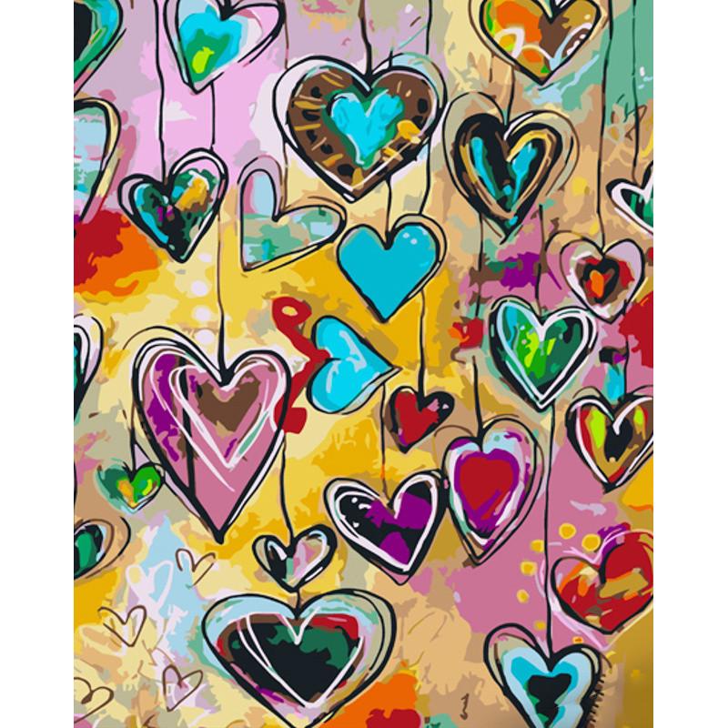 Картина по номерам Strateg Премиум Гирлянда из сердец 40х50 см (GS1014)