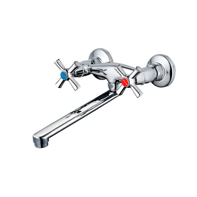 Смеситель для кухни со стены двухвентильный MIXXUS EP цинковый сплав Хром (b-MI6470)