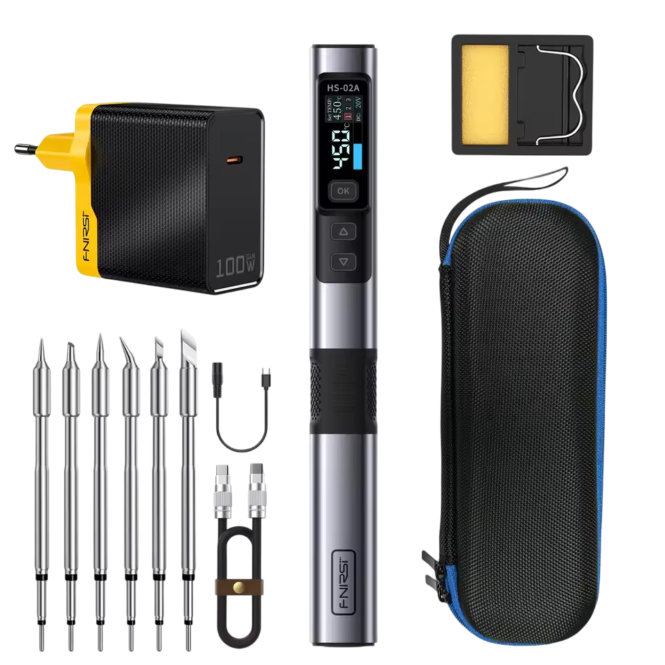 Паяльник FNIRSI HS-02 з 6 наконечниками 100W 1C Grey (HS-02A)