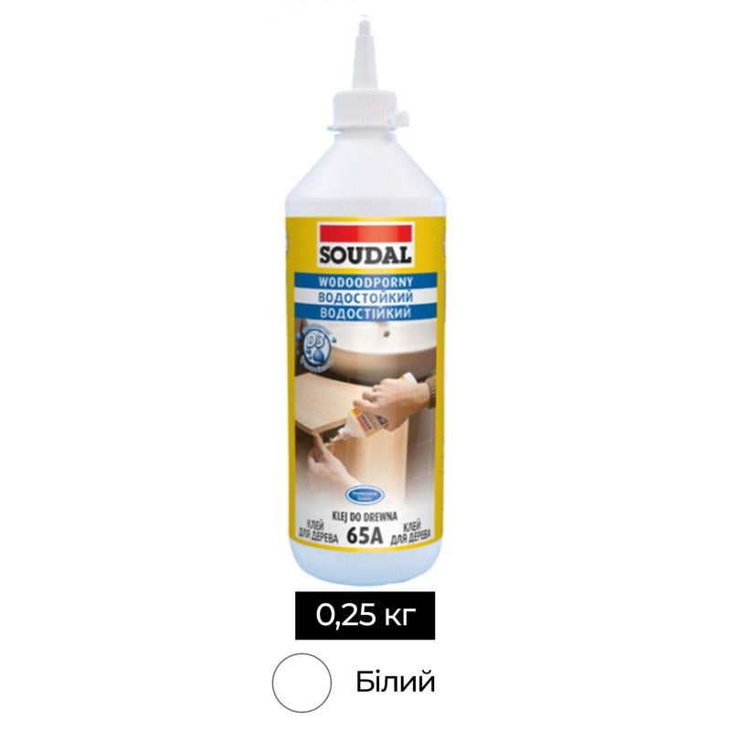 Клей для дерева вологостійкий Soudal 65А PVAC D3 0,25 кг Білий (000030000065002500) - фото 2