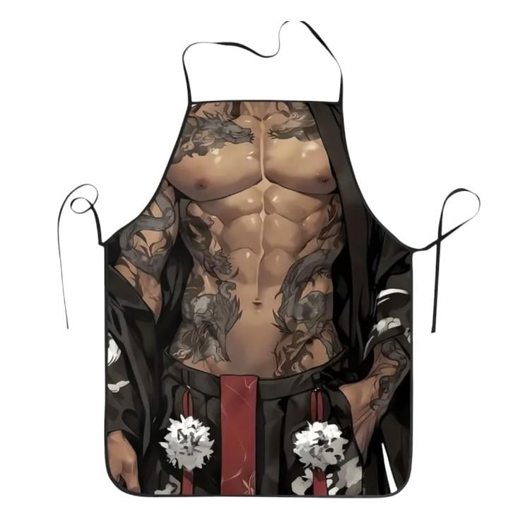 Фартук мужской прикольный Торс с тату 74x54 см Разноцветный (836594) Фартук мужской прикольный Торс с тату 74x54 см Разноцветный (836594)