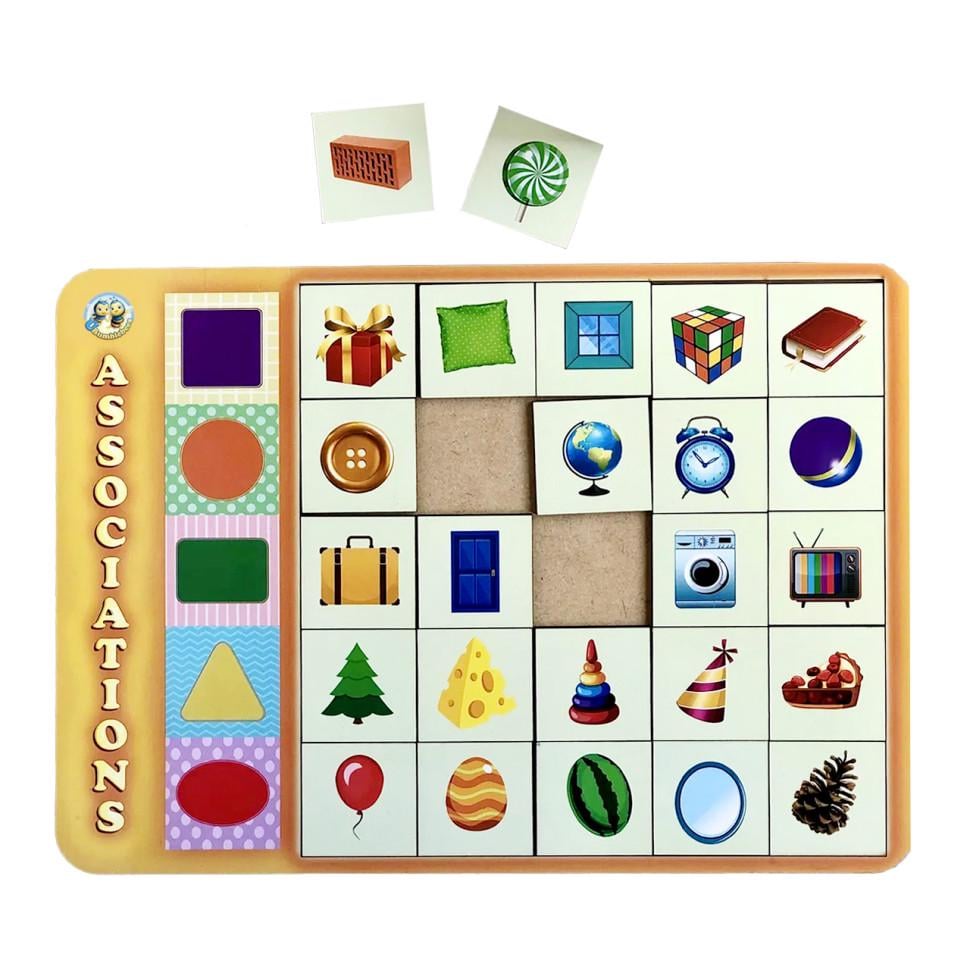 Пазлы деревянные Ubumblebees Геометрические фигуры сортер-ассоциации 31х24 см (IP-177-P-137)