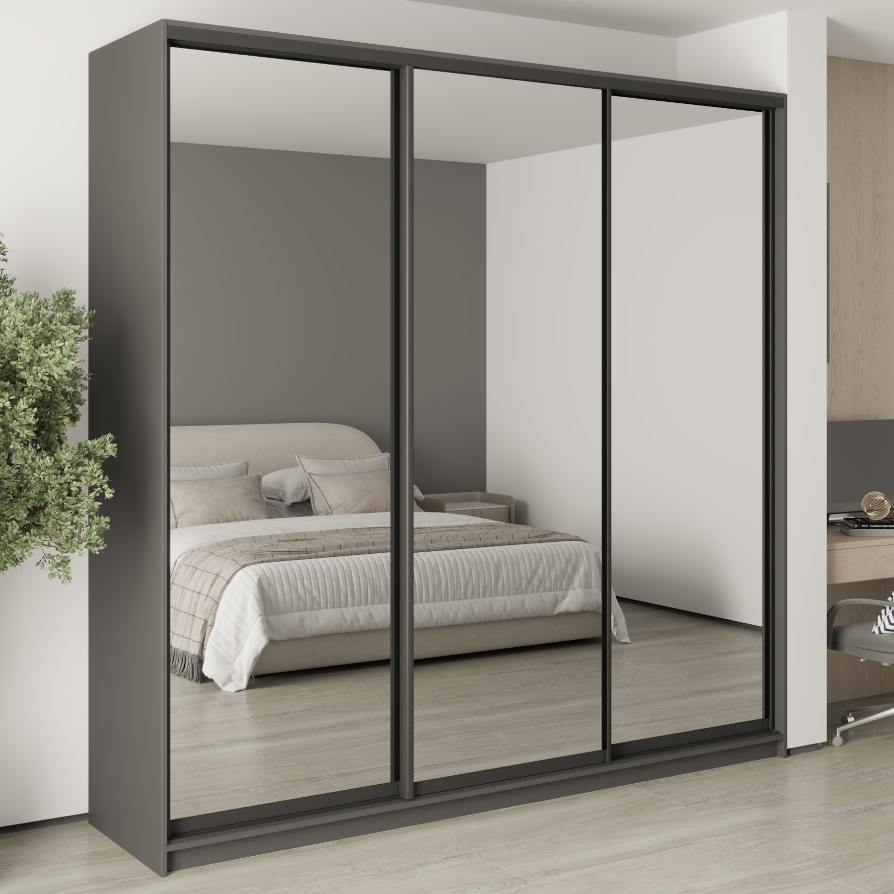 Шкаф-купе трехдверный Mebel Star Комбо BG MBS-9804 240х60х240 см Антрацит (1009793) Шкаф-купе трехдверный Mebel Star Комбо BG MBS-9804 240х60х240 см Антрацит (1009793)