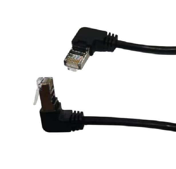 Патч-корд литий FTP RJ45 кутовий/кутовий екранований FTP5e 0,29 м patch D 4,9 мм AWG26 2x90° CU DC 2-12 V Q200 Чорний