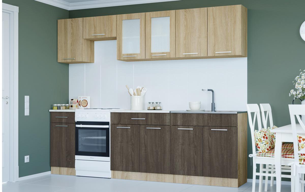 Комплект кухні Еверест ЕКО-2501 без стільниці 2,5 м Сонома/Трюфель (ЕК-27130.01)