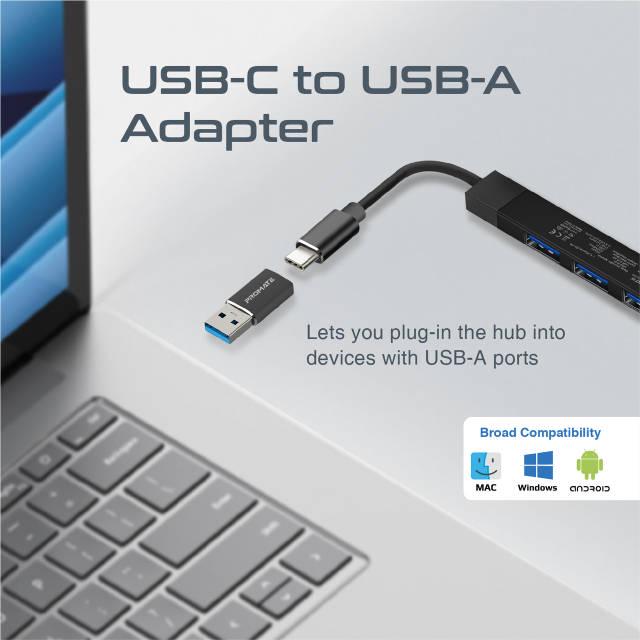 USB-С хаб Promate LiteHub-4 3xUSB 2.0 USB 3.0 Black - фото 6