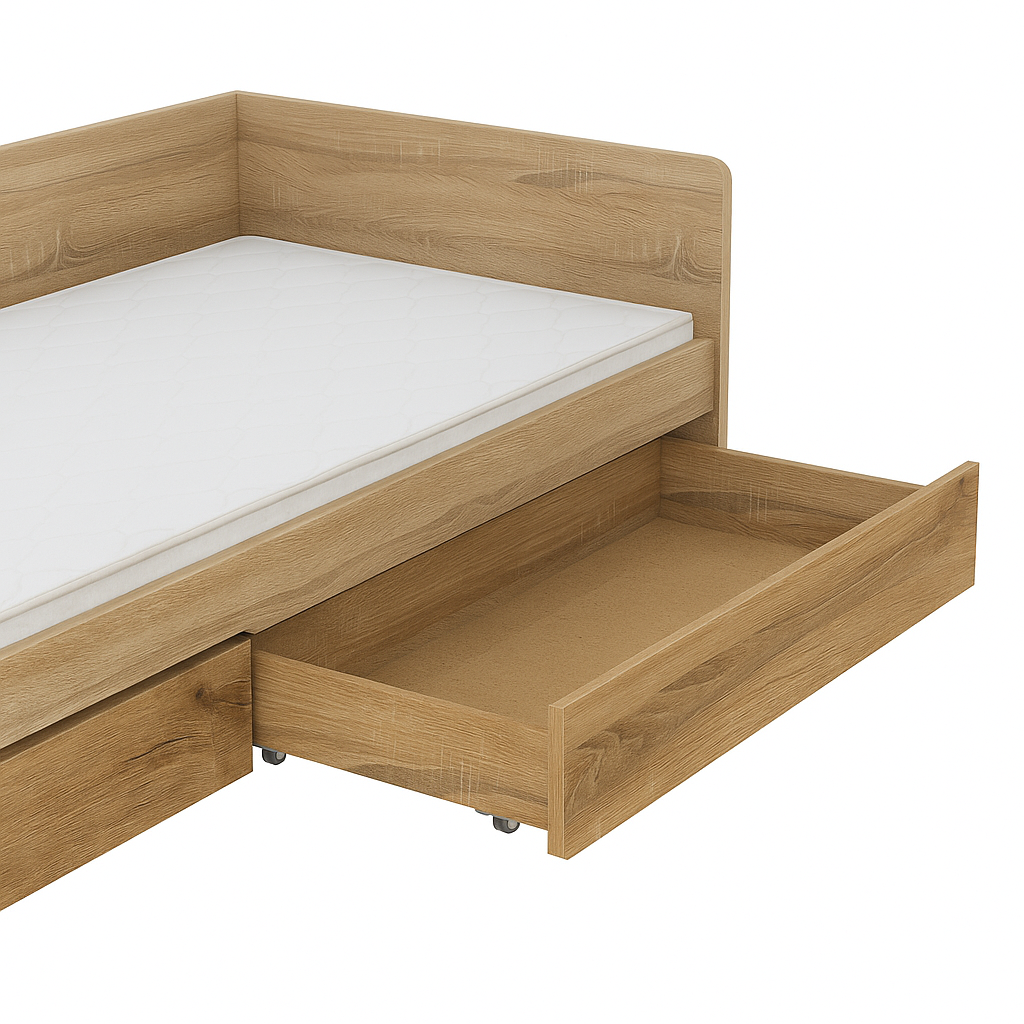 Кровать с ящиками Эверест 800 сплошной щит 80x190 см Дуб сонома/Крафт золотой (ЕВ20739.06) - фото 2 Кровать с ящиками Эверест 800 сплошной щит 80x190 см Дуб сонома/Крафт золотой (ЕВ20739.06) - фото 2