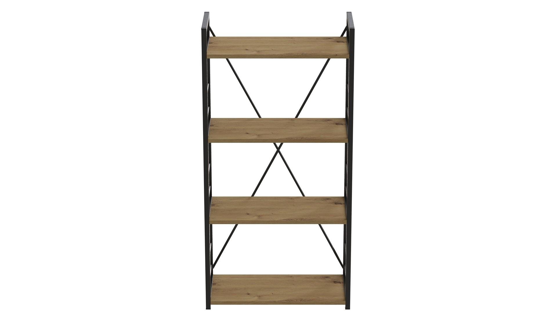 Этажерка Ferrum-decor Коннект 4/60 ДСП 16 мм 120x60x28 см Черный/Дуб Артизан (FRD-104238)