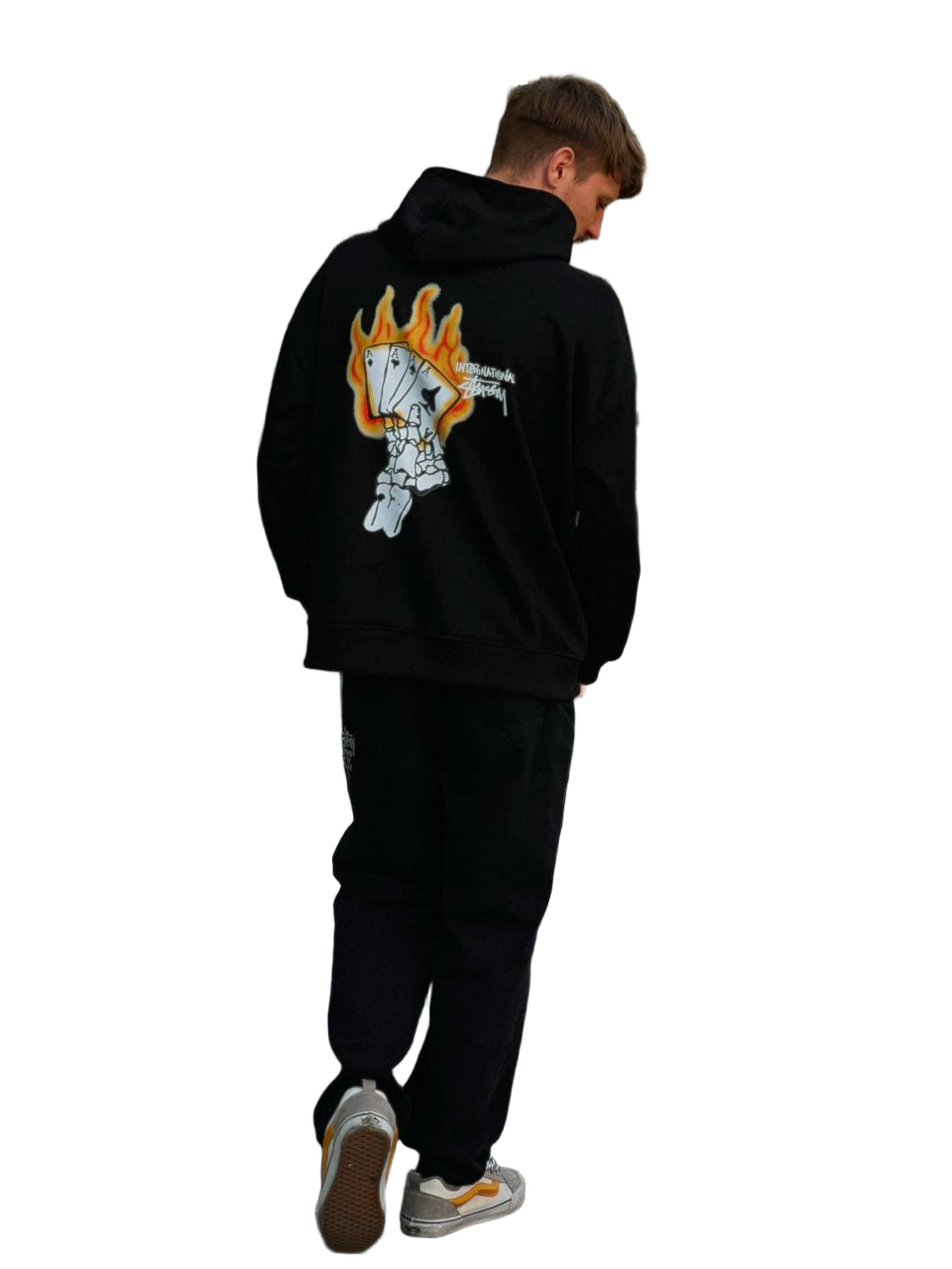 Худи мужское Stussy S/M/L/XL Черный/Белый