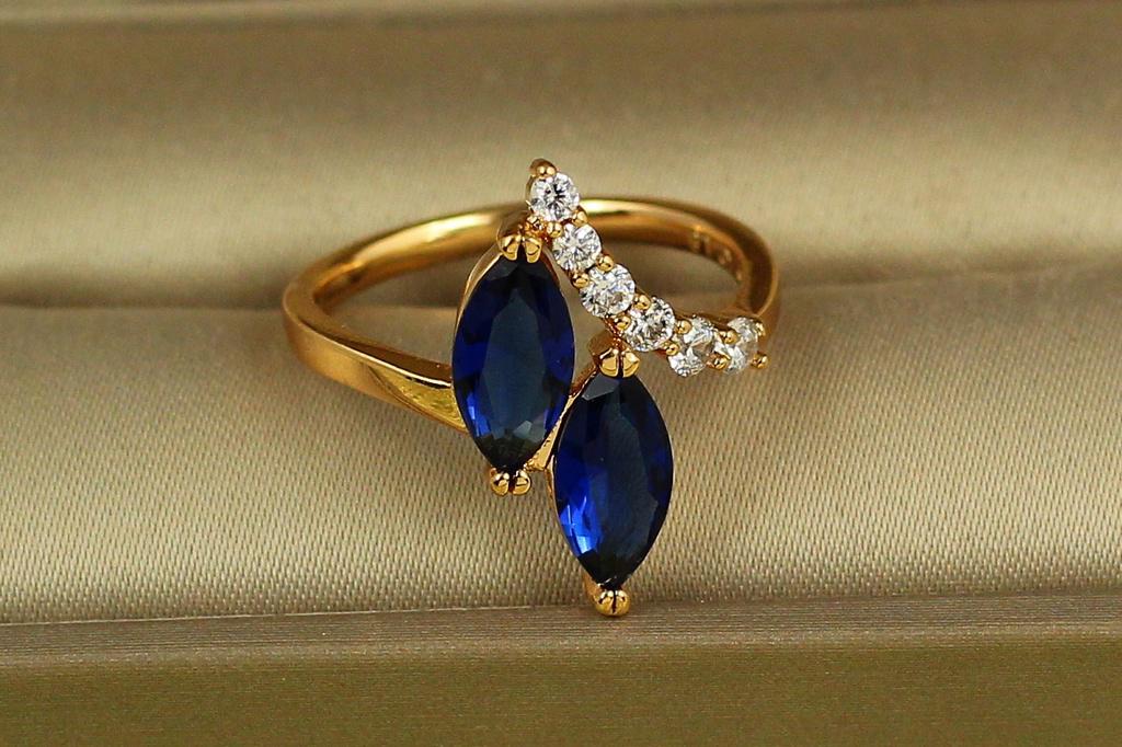 Кольцо Xuping Jewelry с двумя синими маркизами р. 17 Золотистый (1557897923)