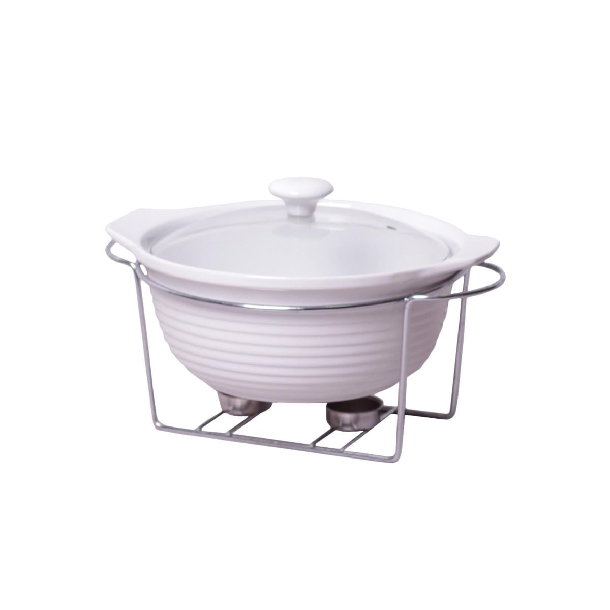 Мармит со стеклянной крышкой и металлической подставкой Kamille KM-6401 керамический 2, 4 л (2073009213)