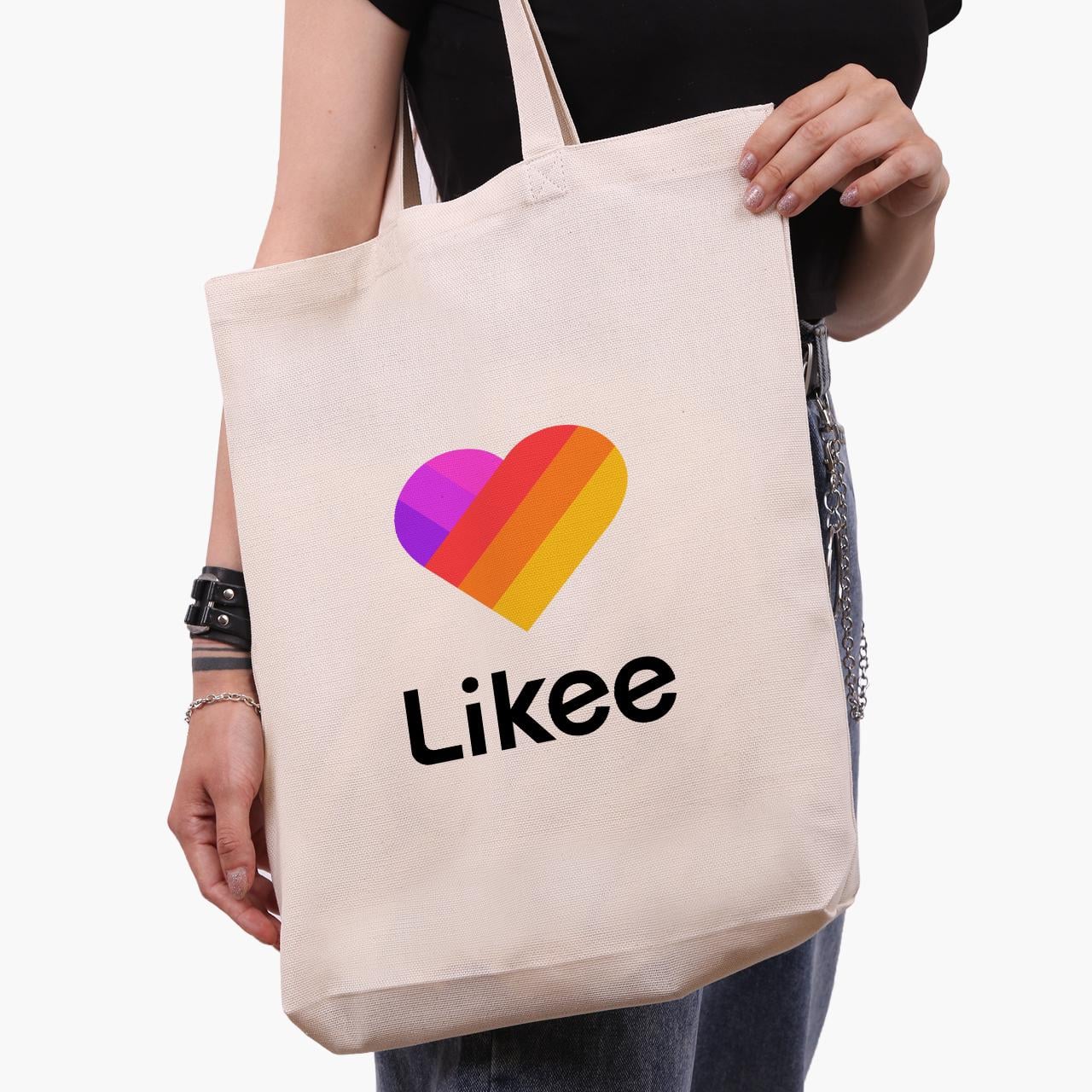 Еко сумка шоппер Likee Cat 41х39х8 см Бежевий (9227-1041-WTD)