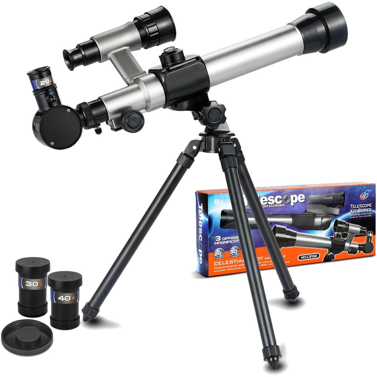 Телескоп детский для астрономии с треногой и сменными окулярами увеличения 20x/30x/40x (2133617997) - фото 2 Телескоп детский для астрономии с треногой и сменными окулярами увеличения 20x/30x/40x (2133617997) - фото 2