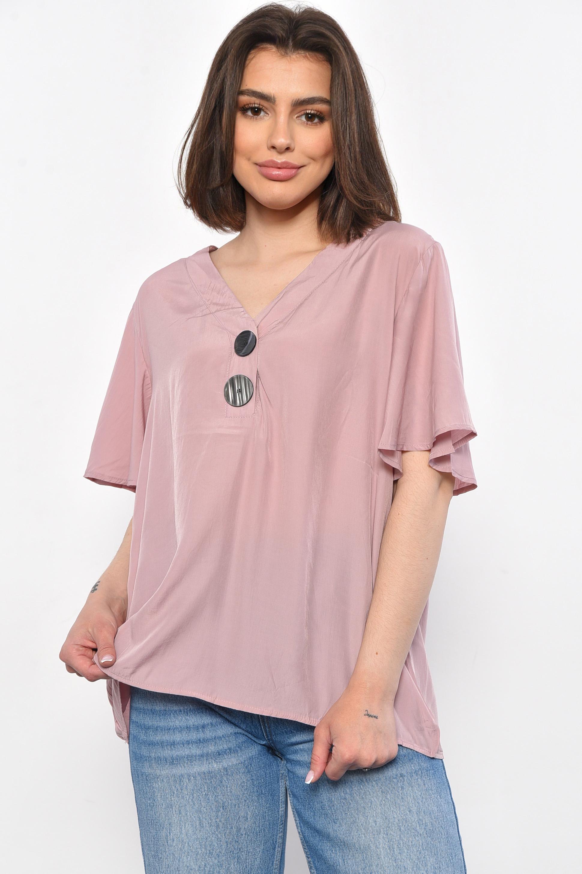 Блуза женская с коротким рукавом р. 48 Пудровый (176191)