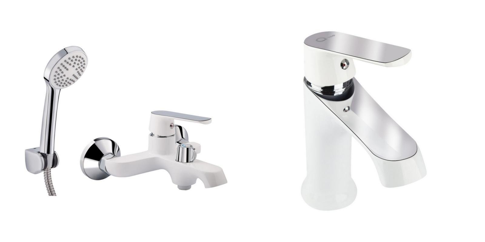 Набор смесителей для ванны 2 в 1 Qtap Белый/Хром