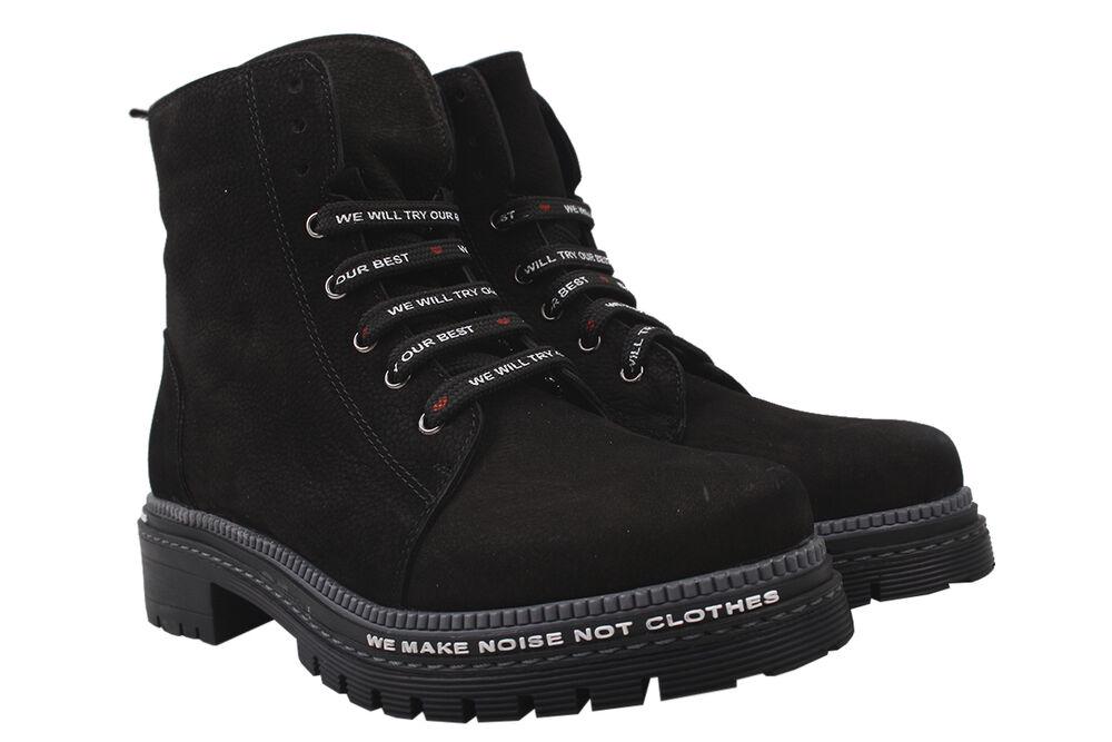 Ботинки Aquamarin на платформе женские из нубука р. 37 Черный (1657-9DHC)