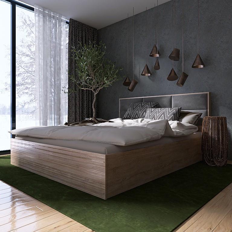 Кровать двухспальная Эверест Лайт-1600 ДСП 160x200 см Дуб сонома (EVR-20435)