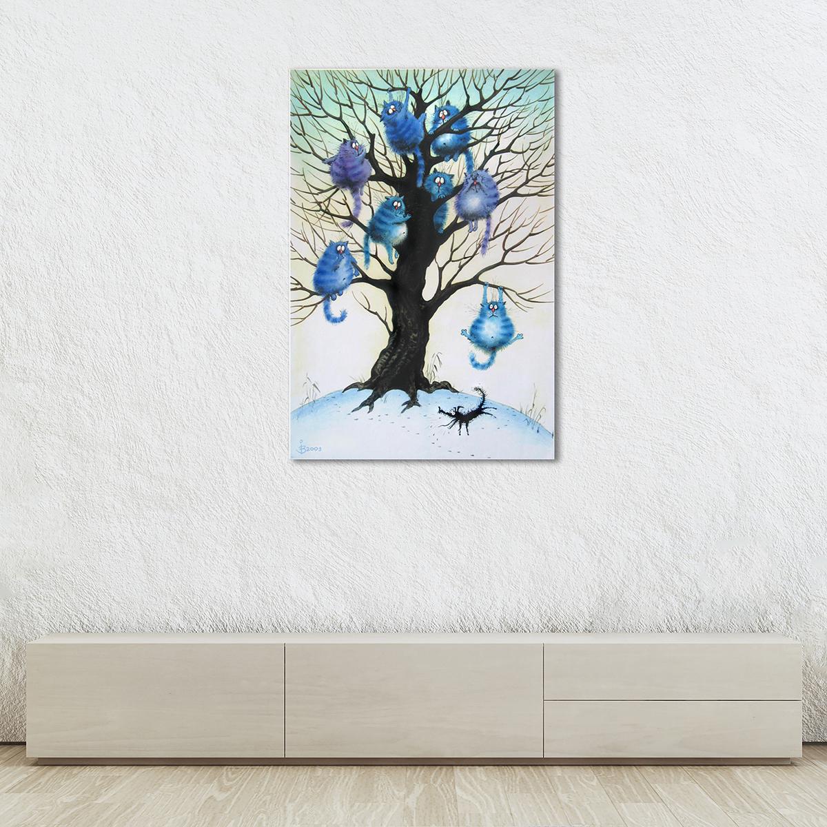 Модульная картина Коты висят на дереве 1 модуль 40х60 см