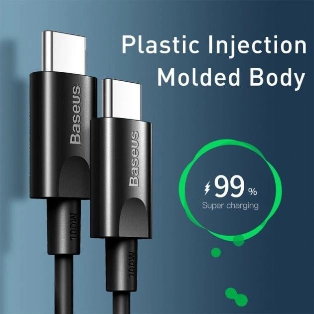 Кабель Baseus Xiaobai Series Fast Charging Cable Type-C to Type-C 100W 20V/5A 1,5 м Black (356778) - фото 2