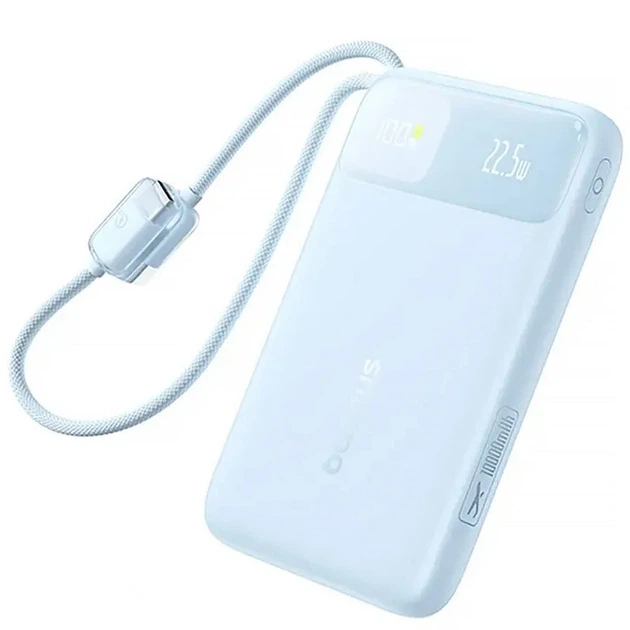 Батарея портативная BASEUS EnerFill FC11 Digital Display с Dual Built-in Cables E0027R06 10000mAh 22,5W Blue