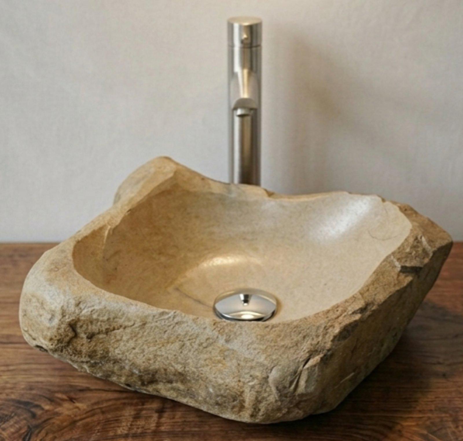 Раковина из натурального речного камня в стиле loft 43х31х12 см