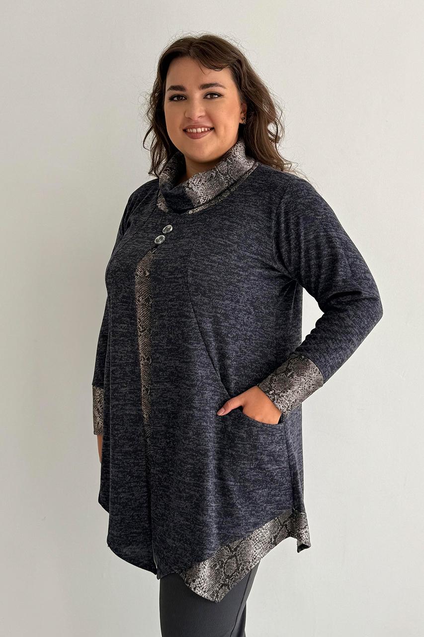 Туніка трикотажна PANNI Дана батал р. 52-54 Синій (Р2508252271) - фото 3