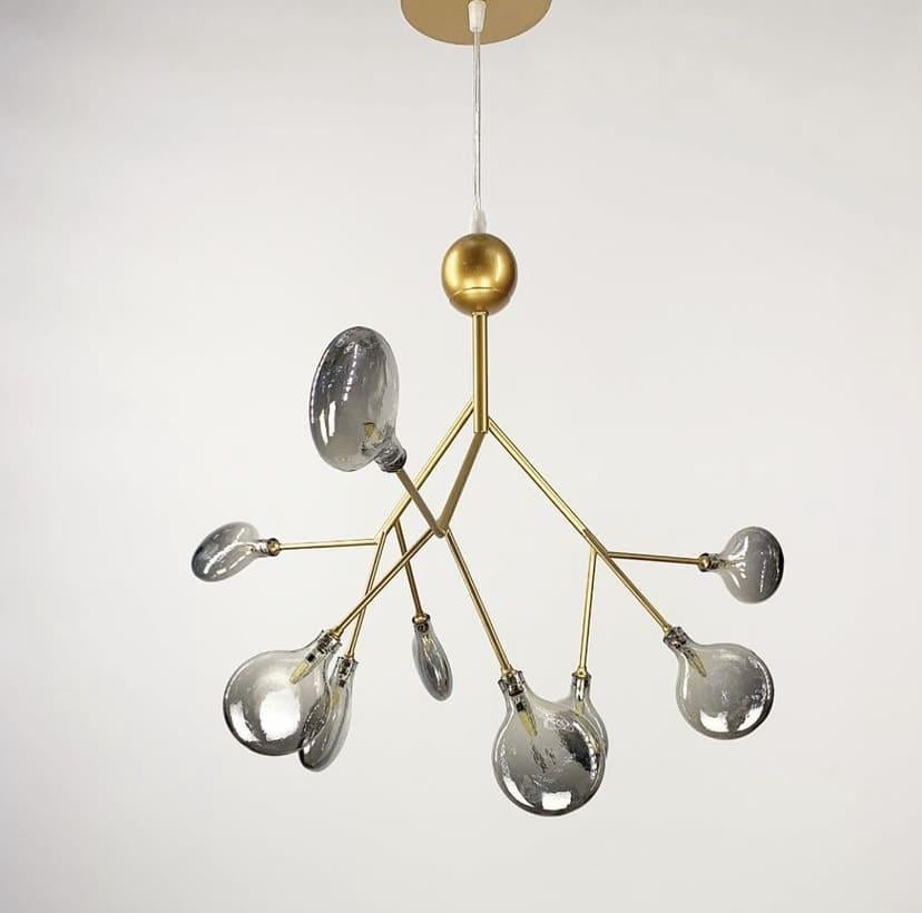 Светильник с имитацией веточки с 9 графитовыми плафонами Золотой (H 686/9P GD GR)