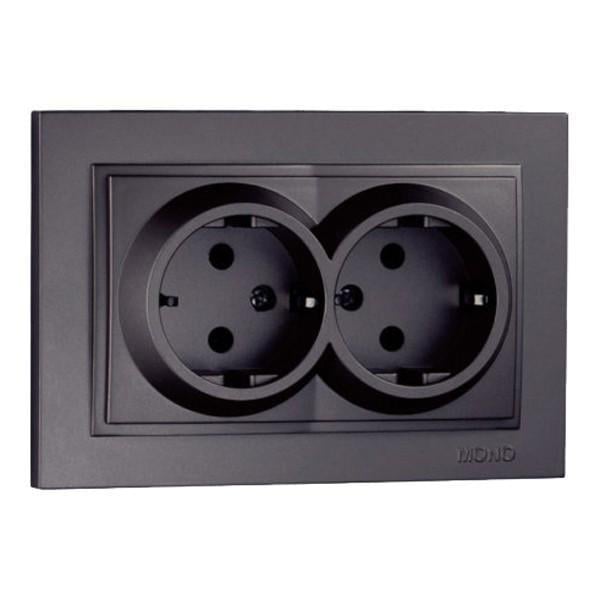 Розетка Mono Electric Despina двойная с заземлением Графитовый (102-202004-120)