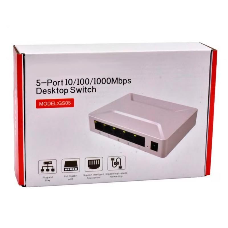 Коммутатор Desktop Switch GS05 5-портов 10/100/1000 Мбит/с Gigabit Ethernet White (150110) - фото 7 Коммутатор Desktop Switch GS05 5-портов 10/100/1000 Мбит/с Gigabit Ethernet White (150110) - фото 7