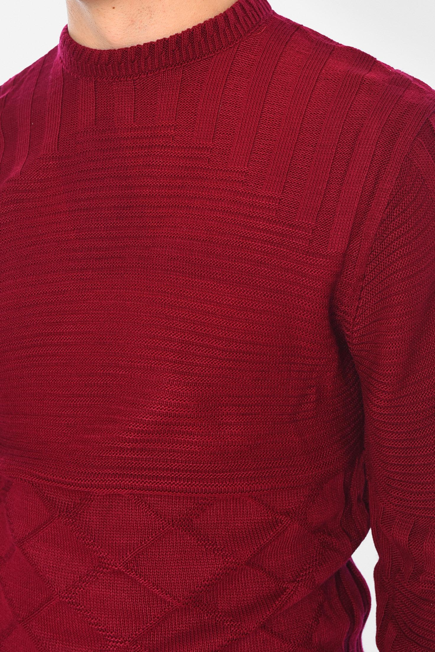 Свитер мужской однотонный XL Бордовый (195387) - фото 4 Свитер мужской однотонный XL Бордовый (195387) - фото 4