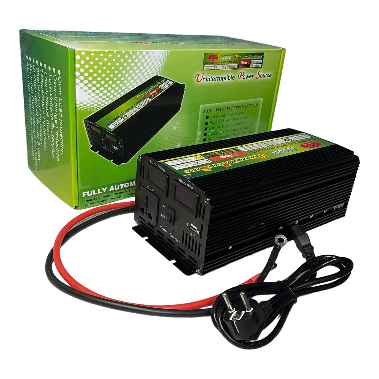 Автомобільний інвертор Wimpex 5200W 12-220 V DC-AC USB (12359129)