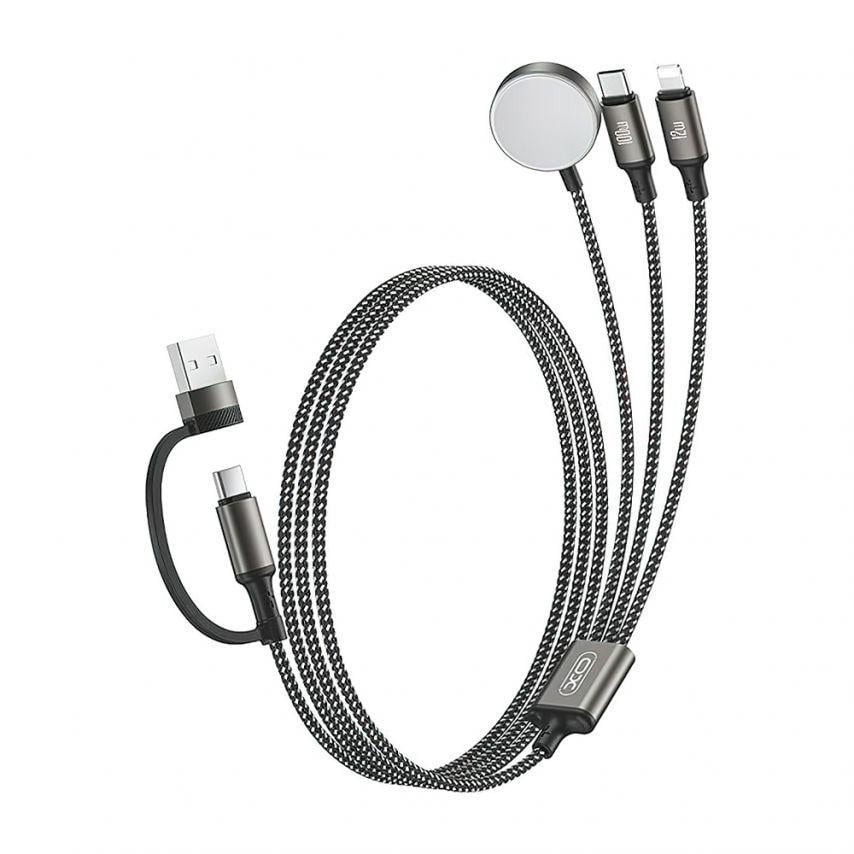Зарядний пристрій бездротовий XO CX040 USB-A/USB-C 3в1 AppleWatch + 100W Type-C cable + Lightning cable Black Зарядний пристрій бездротовий XO CX040 USB-A/USB-C 3в1 AppleWatch + 100W Type-C cable + Lightning cable Black