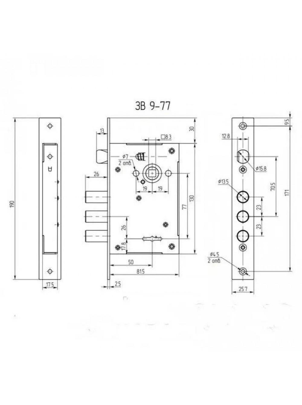 Замок врізний Аріко ЗВ9 сувальдний (25150293) - фото 3 Замок врізний Аріко ЗВ9 сувальдний (25150293) - фото 3