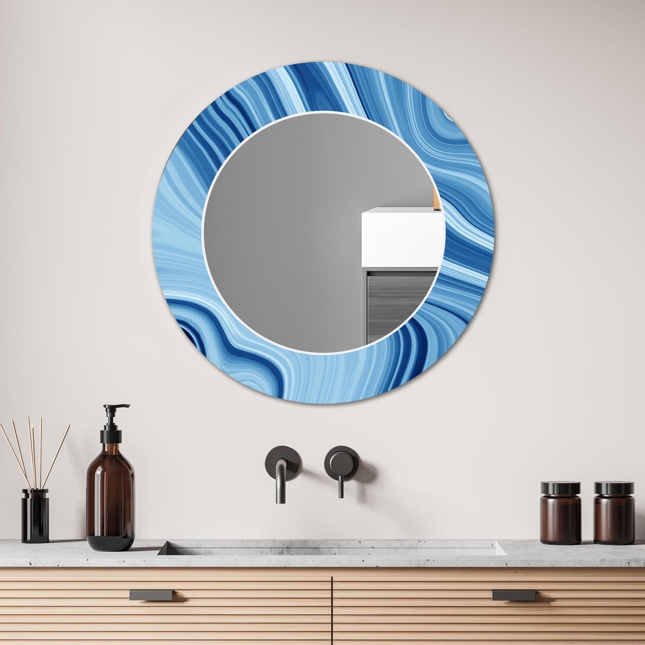 Зеркало на стену NovellaPrint с рисунком волны круглое 60 см (2026.2)