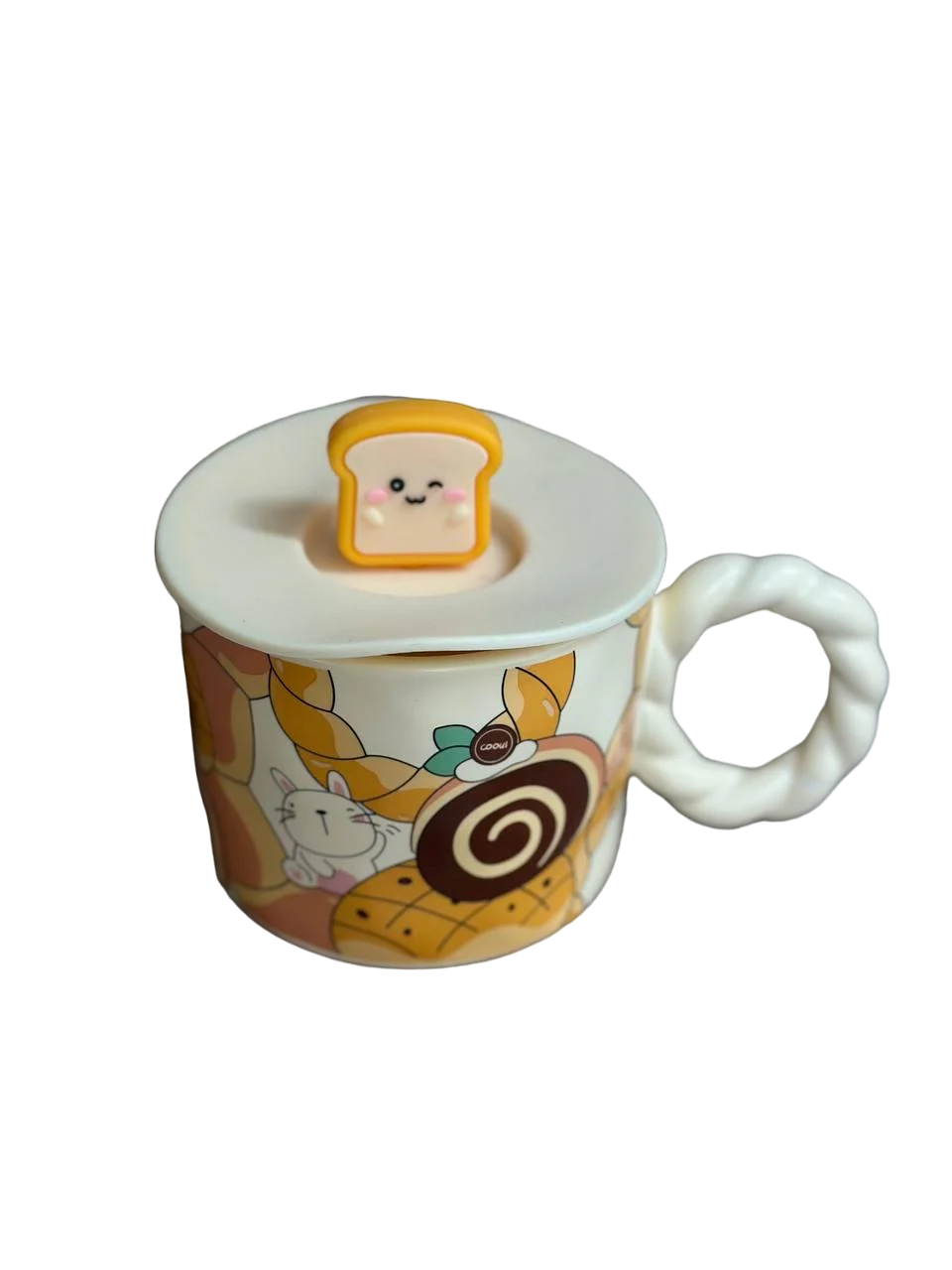Чашка Happy Life HP7186R Rabbit керамическая с крышкой 350 милл (21038328)