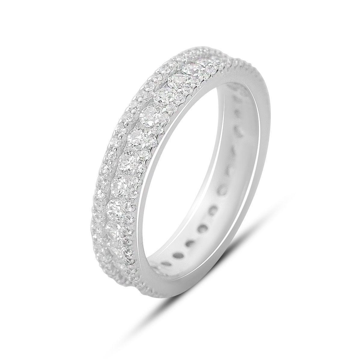 Кольцо серебряное Tiva с фианитами 4,05 г р. 19 (2160953)