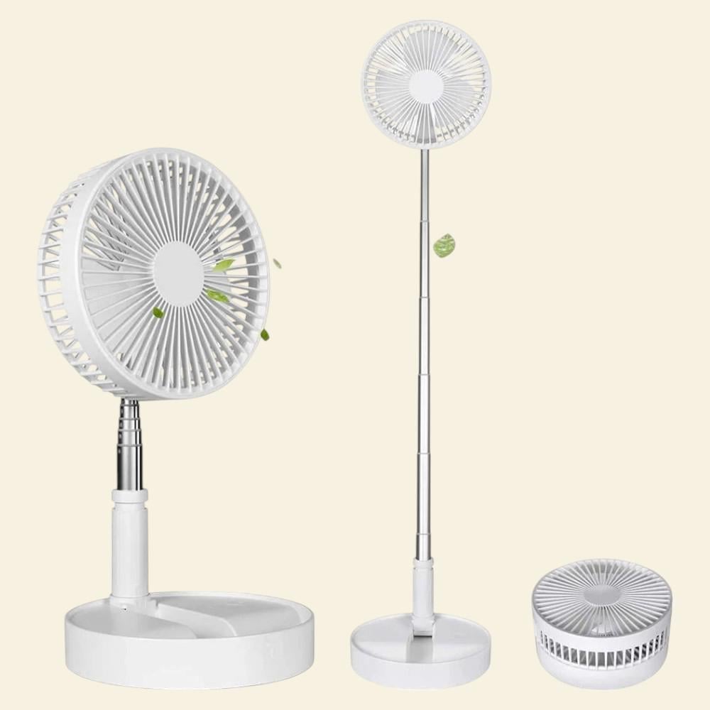 Настольный и напольный вентилятор 2в1 на аккумуляторе и USB складной с телескопической штангой Белый - фото 5