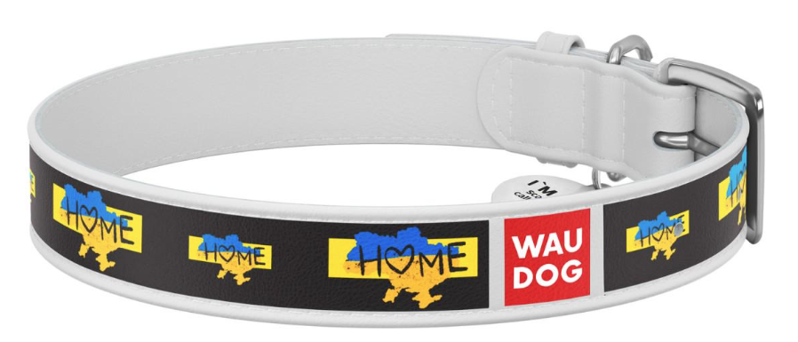 Ошейник для собак Waudog Design Дом кожа c QR паспортом XXS 19-25 см х 12 мм Белый (3601-0230-15)