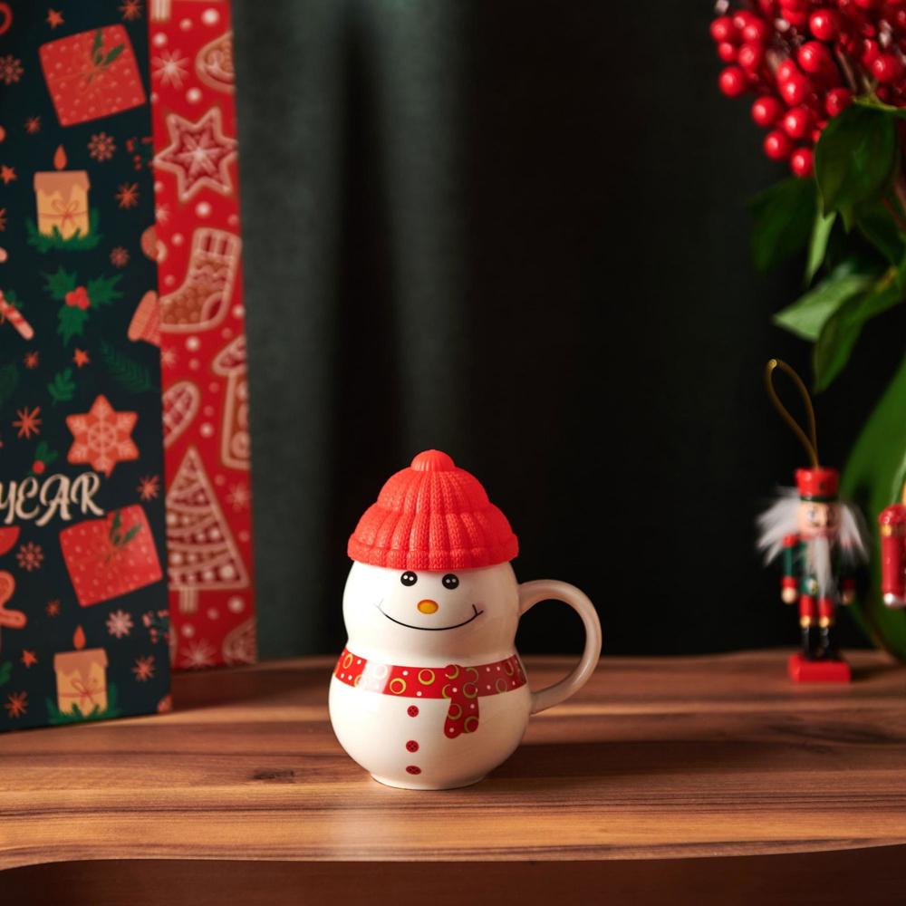 Чашка новогодняя с крышкой снеговик 350 мл - фото 9 Чашка новогодняя с крышкой снеговик 350 мл - фото 9