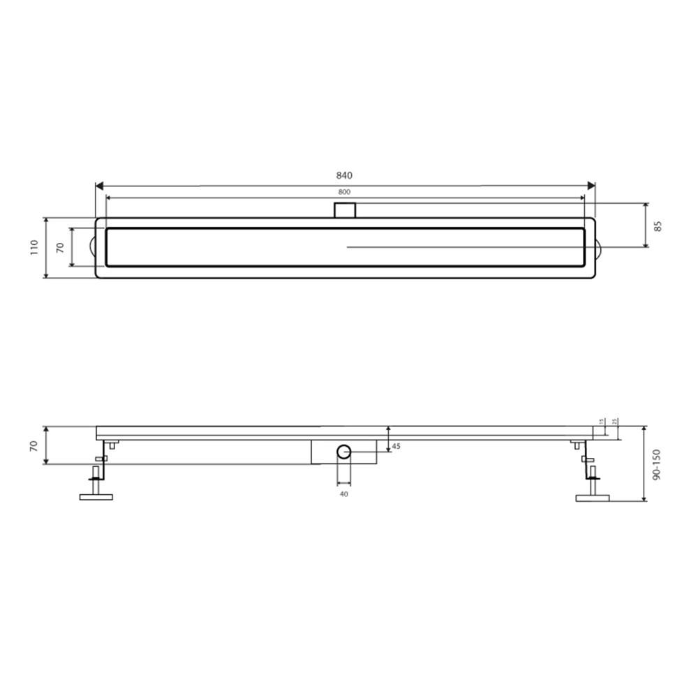 Трап для душу Qtap Taurus Tile з нержавіючої сталі сухий затвор 800 мм (SD00051896) - фото 2 Трап для душу Qtap Taurus Tile з нержавіючої сталі сухий затвор 800 мм (SD00051896) - фото 2