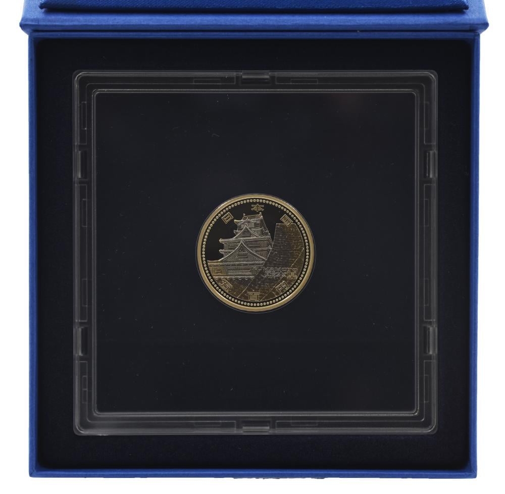 Коллекционная монета Япония 500 иен 2011 биметалл Proof Префектуры Кумамото в сувенирной упаковке (М21341)