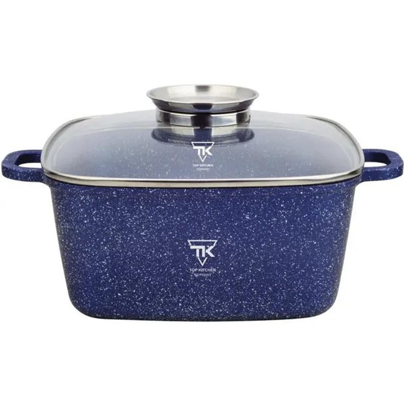 Кастрюля квадрат Top Kitchen с мраморным антипригарным покрытием 24 см 4,5 л Синий (ТК02255)