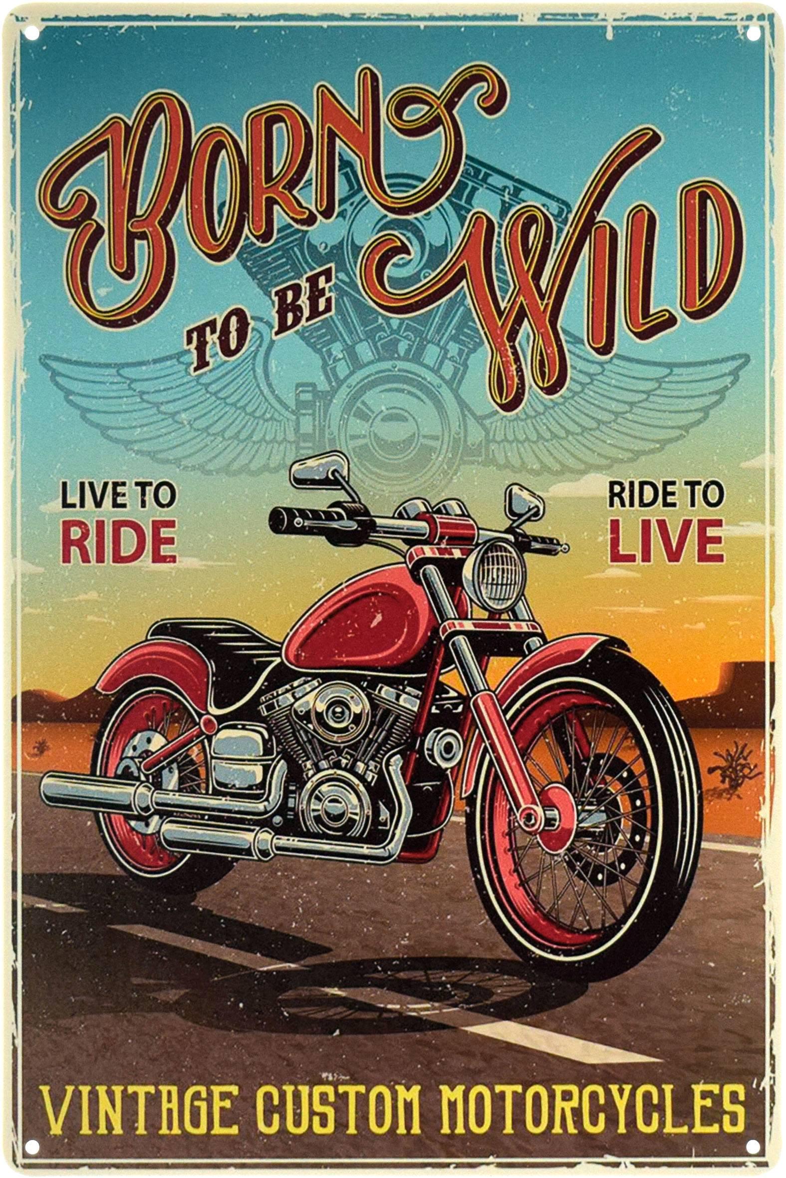 Табличка металлическая Рожденный Быть Диким/Born To Be Wild 20x30 см