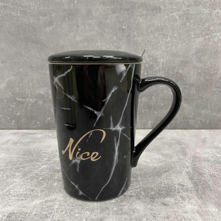 Чашка Olens O8030-81 Nice з кришкою керамічна з ложкою 375 мл - фото 1 Чашка Olens O8030-81 Nice з кришкою керамічна з ложкою 375 мл - фото 1