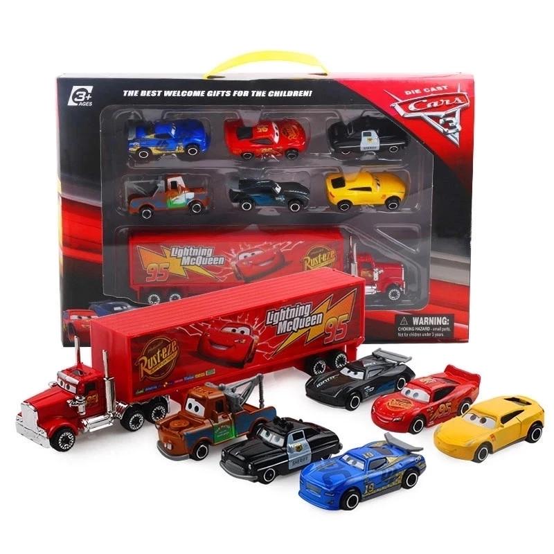 Набор Pixar Cars 6 маленьких машинок и трейлер