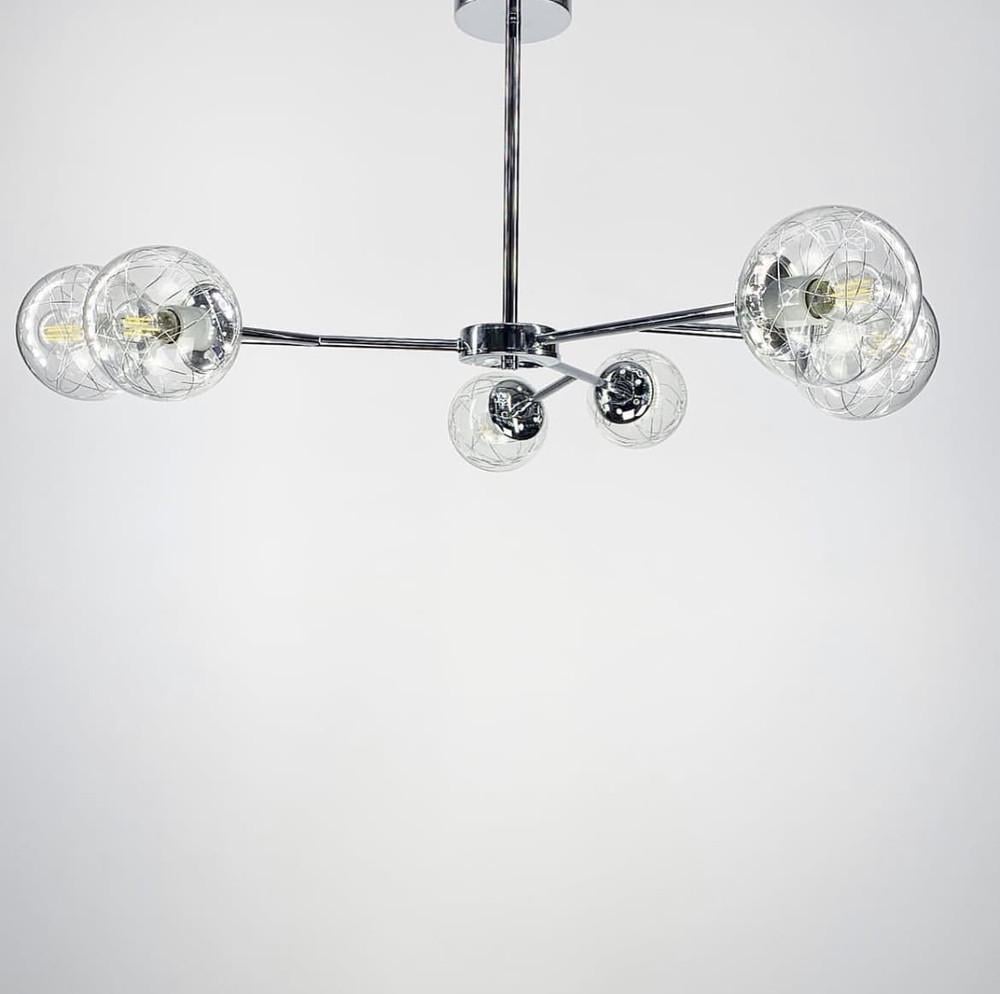 Люстра потолочная на 6 прозрачных плафонов Хром/Прозрачный (AOC6/6 CH/CL)