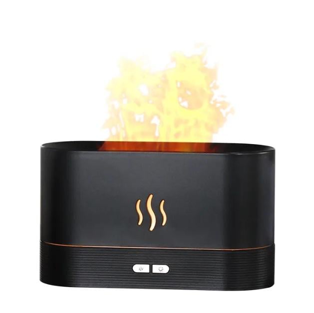 Зволожувач повітря Камін Flame Aroma Diffuser з ефектом полум'я і підсвічуванням Чорний