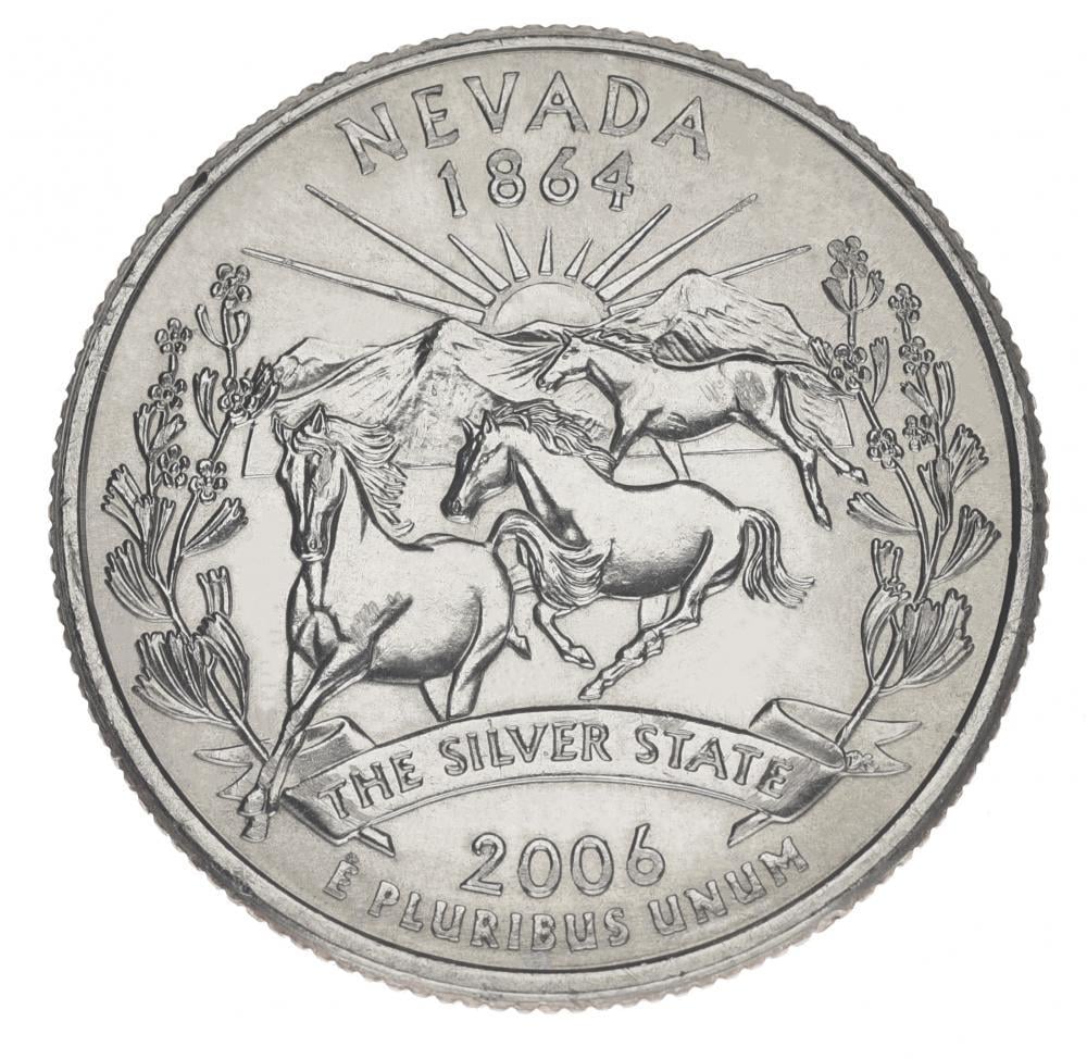 Коллекционная монета США 25 центов 2006 P Штаты и территории - Невада UNC (KM#382)